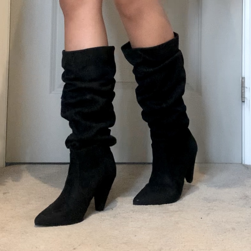 Suede black long boots  NWOT